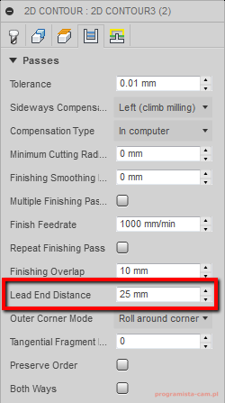 lead end distance fusion 360